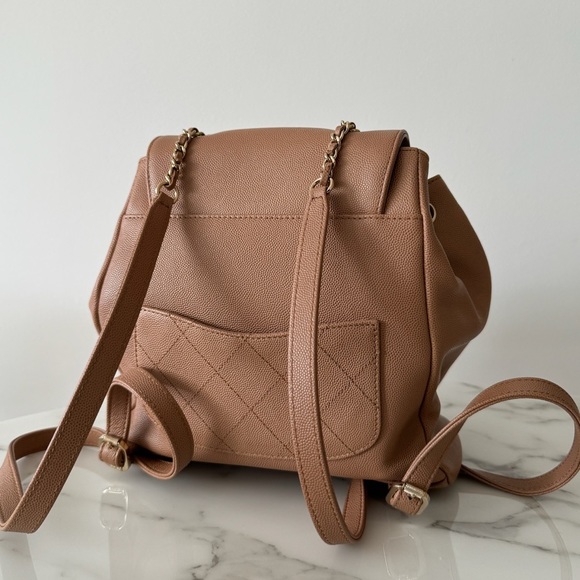 NWOT Chanel Beige Quilted Caviar Leather Affinity backpack with dustbag - Picture 7 of 10